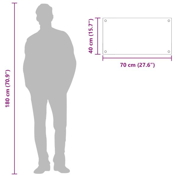 Küchenrückwand in Lichtgrau, 70x40x0,6 cm, aus Sicherheitsglas