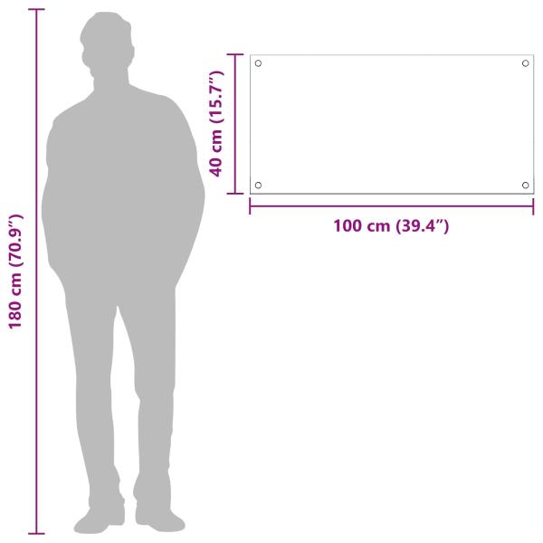 Küchenrückwand Hellgrau 100x40x0,6 cm aus Einscheibensicherheitsglas