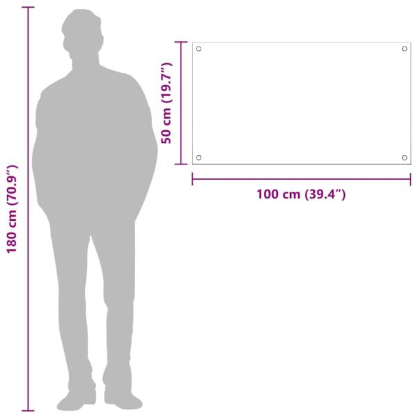 Küchenrückwand in Lichtgrau, 100x50x0,6 cm aus gehärtetem Glas