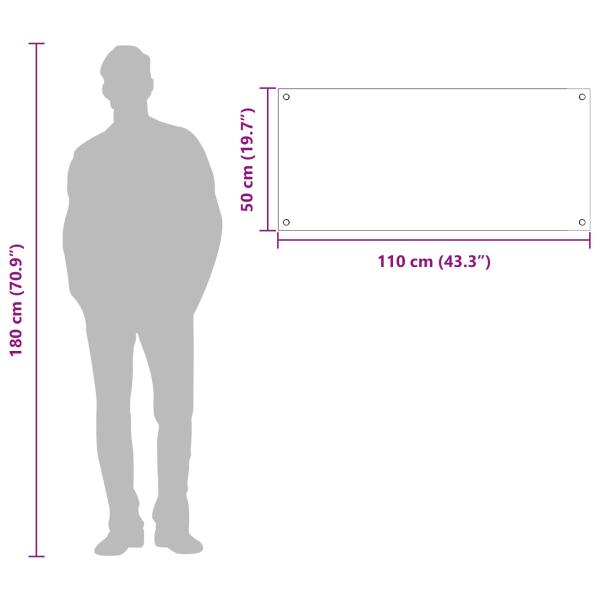 Küchenrückwand in Dunkelgrau 110x50x0,6 cm aus gehärtetem Glas