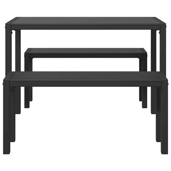 3-teiliges Garten-Esszimmer-Set aus Stahl und WPC in Schwarz