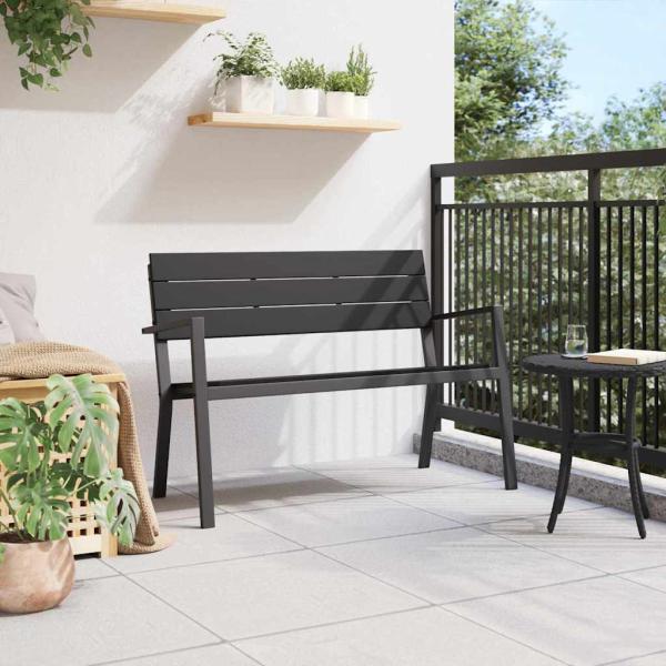 Gartenbank aus Stahl und WPC in Schwarz