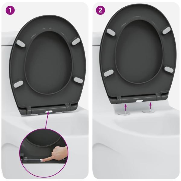 Schnellverschluss-Toilettensitz mit sanfter Schließfunktion Duroplast Anthrazit