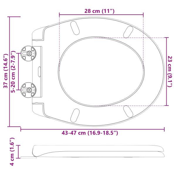 Toilettensitz Anthrazit 47 x 37 x 4 cm Duroplast