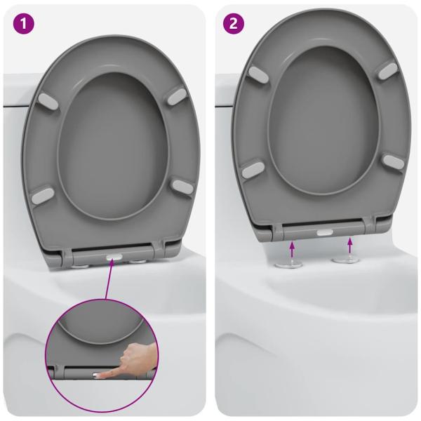 Schnellverschluss-Toilettensitz mit sanftem Schließen Duroplast Grau
