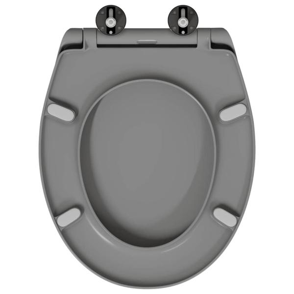 Schnellverschluss-Toilettensitz mit sanftem Schließen Duroplast Grau