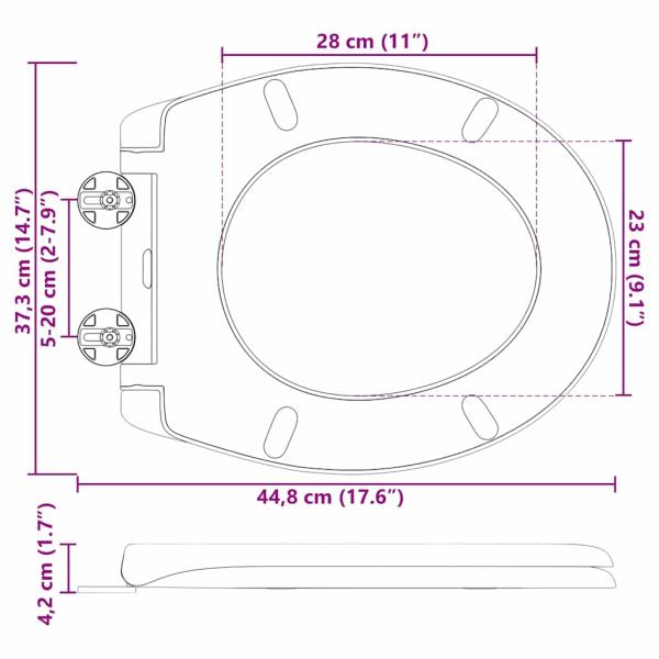Toilettensitz mit Schnellverschluss und sanftem Schließen Duroplast Schwarz
