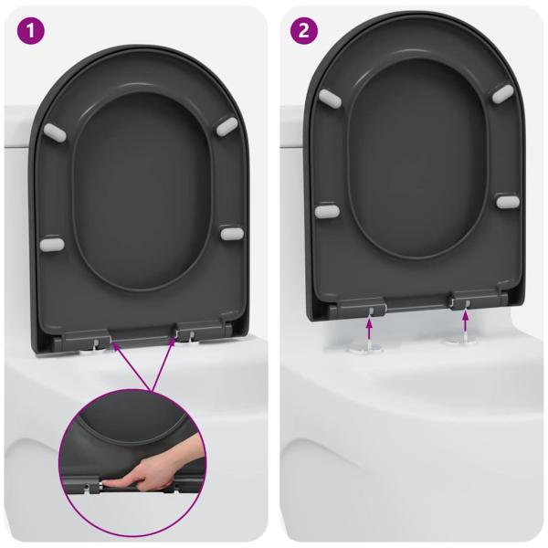 Schnellverschluss Toilettensitz mit sanfter Schließung Duroplast Anthrazit
