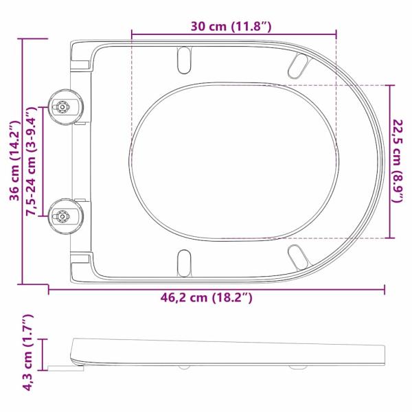 Toilettensitz mit Schnellverschluss und sanftem Schließen aus Duroplast Grau
