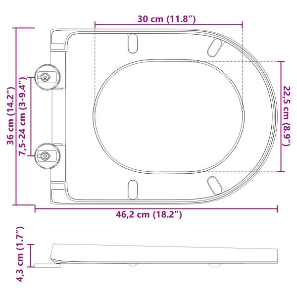 Toilettensitz Grau 49 x 36 x 4 cm Duroplast