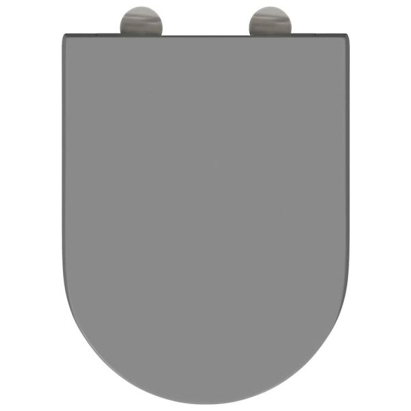Toilettensitz mit Schnellverschluss und sanftem Schließen aus Duroplast Grau