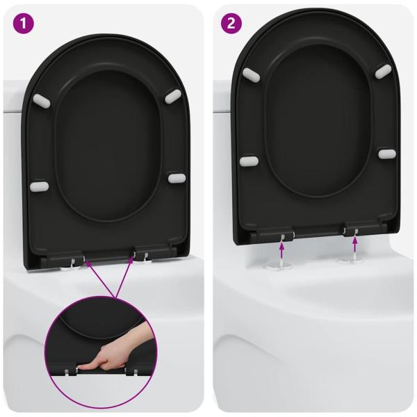Toilettensitz mit Schnellverschluss und sanftem Schließmechanismus Duroplast Schwarz