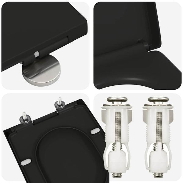 Toilettensitz mit Schnellverschluss und sanftem Schließmechanismus Duroplast Schwarz