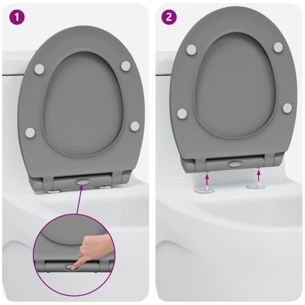 Schnellverschluss Toilettensitz mit sanfter Schließöffnung Duroplast Grau