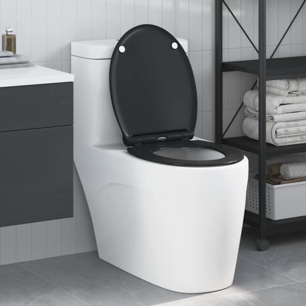ARDEBO.de - Toilettensitz mit Schnellverschluss und sanftem Schließen aus Duroplast Schwarz