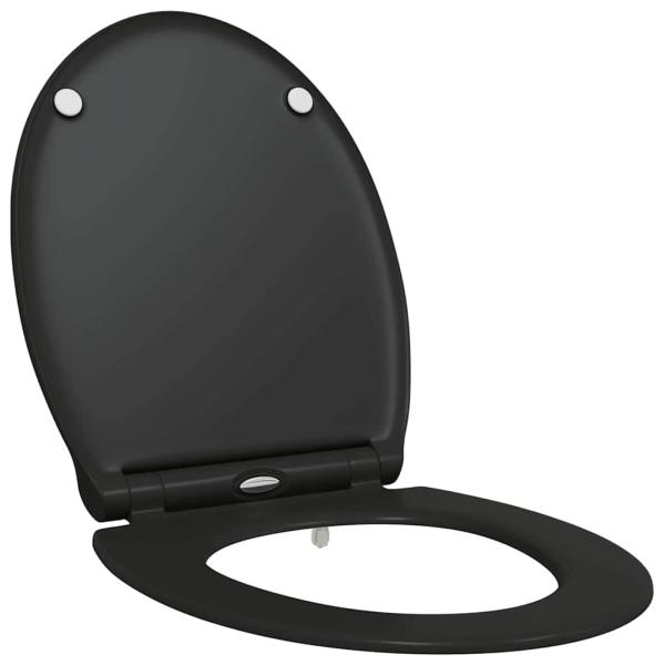 Toilettensitz mit Schnellverschluss und sanftem Schließen aus Duroplast Schwarz