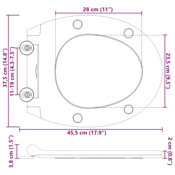 Toilettensitz Schwarz 45,5 x 37,5 x 3,8 cm Duroplast
