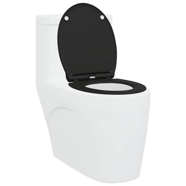Toilettensitz mit Schnellverschluss und sanftem Schließen aus Duroplast Schwarz