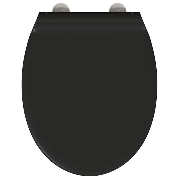 Toilettensitz mit Schnellverschluss und sanftem Schließen aus Duroplast Schwarz
