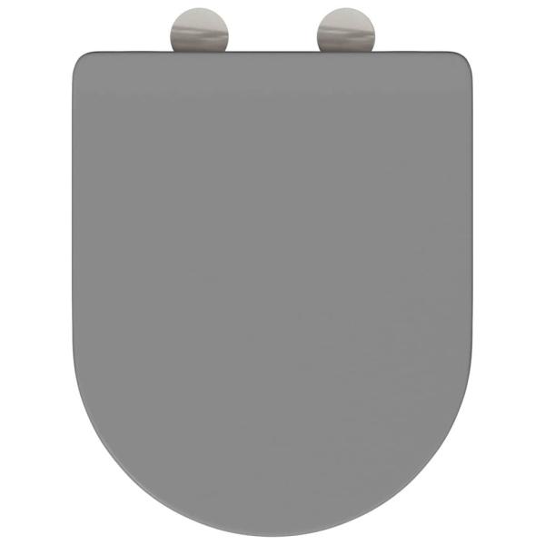 Toilettensitz mit Schnellverschluss und sanftem Schließen aus Duroplast in Grau