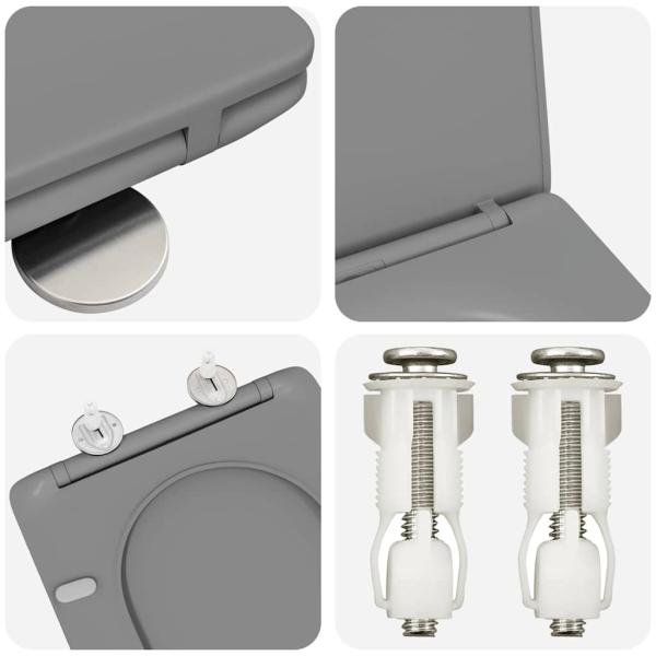 Toilettensitz mit Schnellverschluss und sanftem Schließen aus Duroplast in Grau