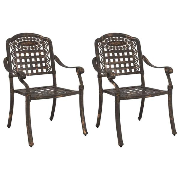 Gartenstühle 2 Stück Bronze Guss-Aluminium