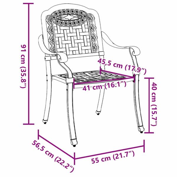 Gartenstuhl Set 2 Stück Schwarz Gusseisen