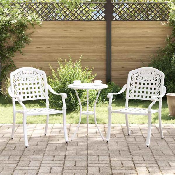 ARDEBO.de - Gartenstühle 2er Set Weiß Gusseisen