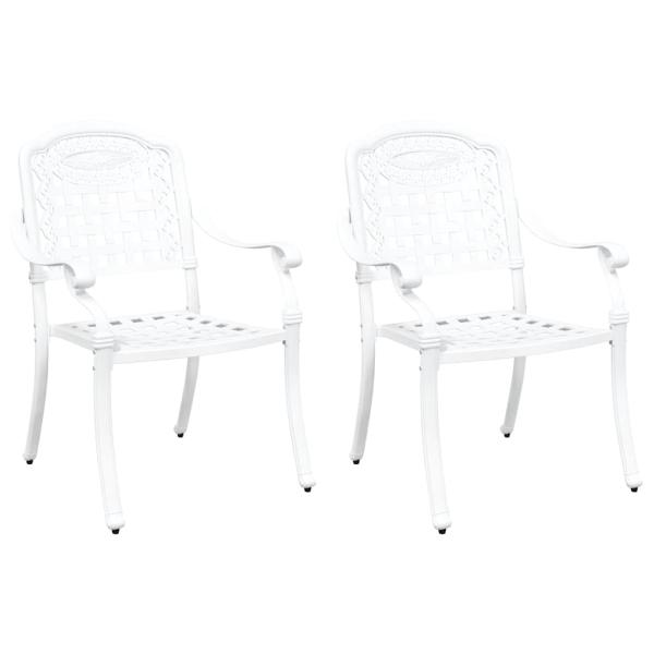 Gartenstühle 2er Set Weiß Gusseisen