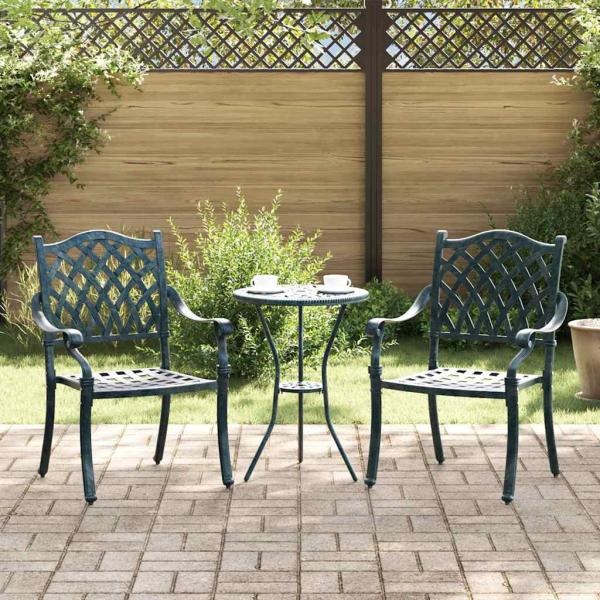 ARDEBO.de - Gartenstühle 2er Set Grün Gussaluminium