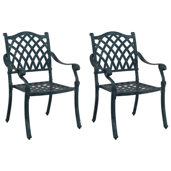 Gartenstühle 2er Set Grün Gussaluminium