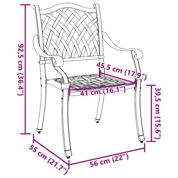 Gartenstühle 2er Set Grün Gussaluminium
