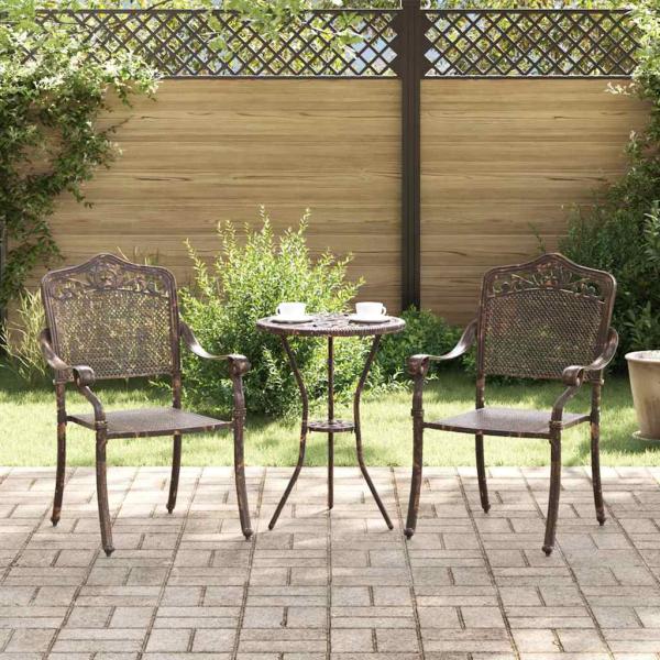 ARDEBO.de - Gartenstühle 2 Stück Bronze Gussaluminium
