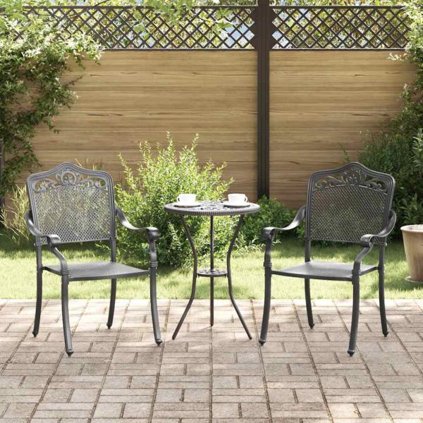 ARDEBO.de - Gartenstühle 2er Set Schwarz Gusseisen