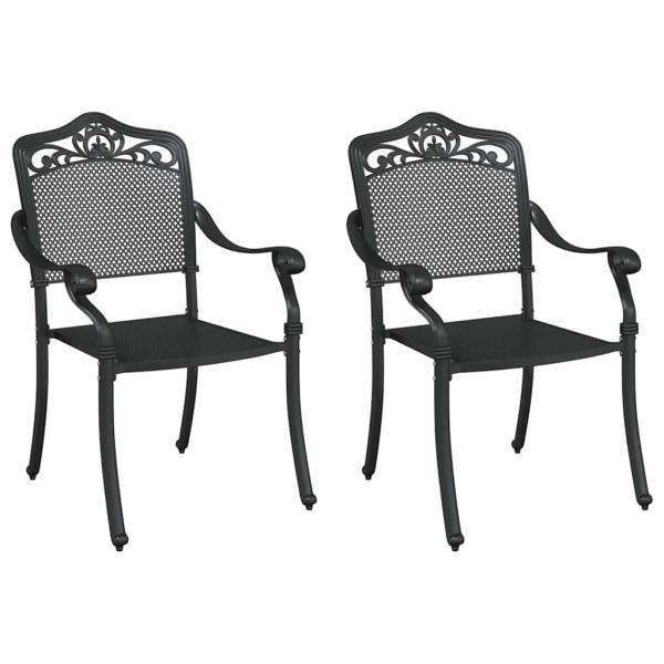 Gartenstühle 2er Set Schwarz Gusseisen