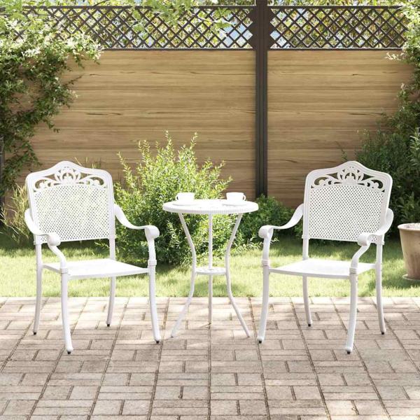 ARDEBO.de - Gartenstühle 2er Set Weiß aus Gusseisen