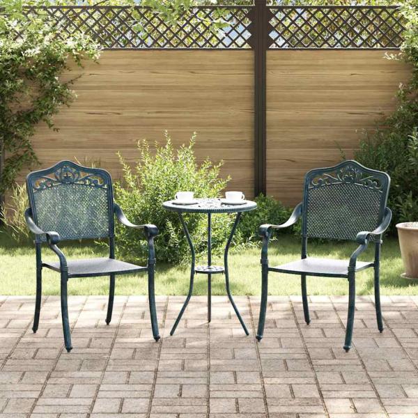 ARDEBO.de - Gartenstühle 2er Set Grün Gusseisen