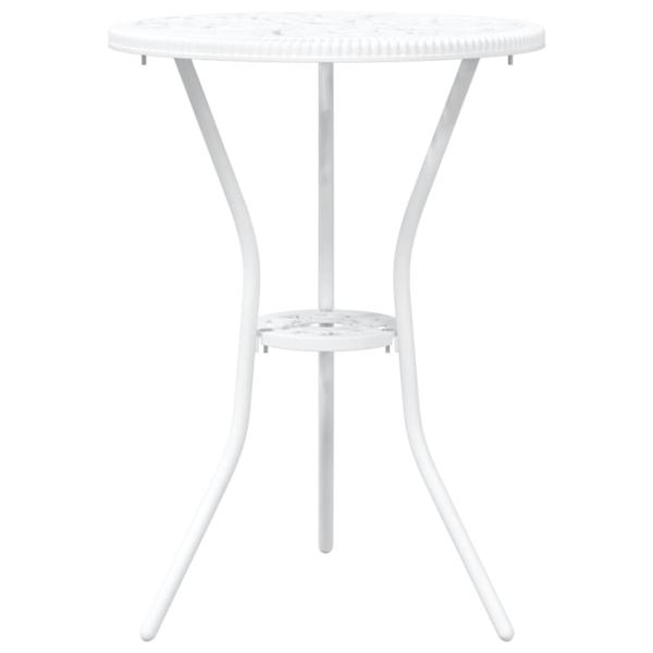 3-teiliges Bistro-Set für den Garten aus weißem Gussaluminium