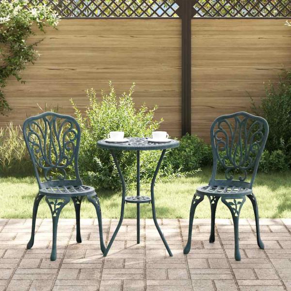 ARDEBO.de - 3-teiliges Garten Bistro Set Grün Gusseisen