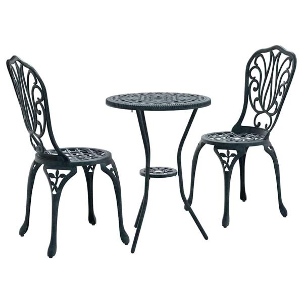 3-teiliges Garten Bistro Set Grün Gusseisen