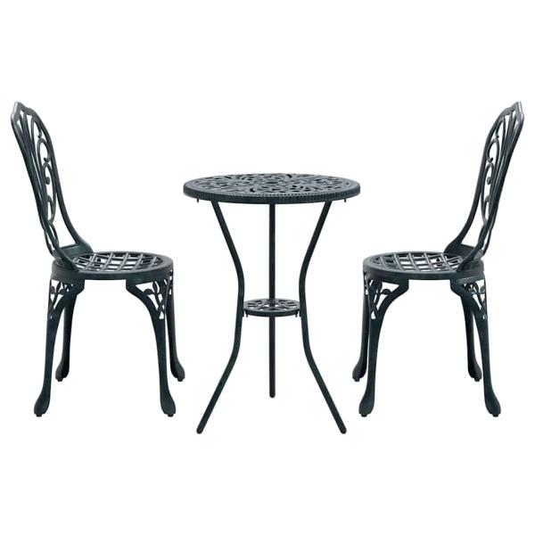 3-teiliges Garten Bistro Set Grün Gusseisen