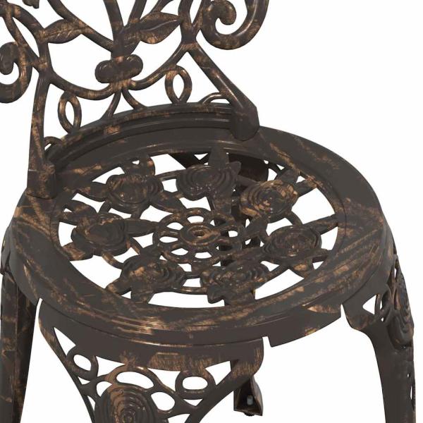 3-teiliges Garten Bistro Set Bronze Gusseisen