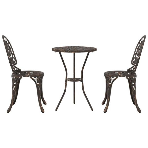 3-teiliges Garten Bistro Set Bronze Gusseisen