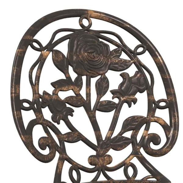 3-teiliges Garten Bistro Set Bronze Gusseisen