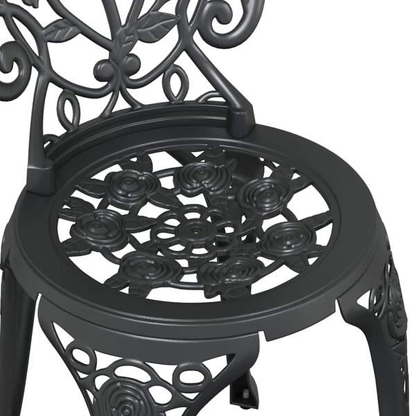 3-teiliges Garten Bistro Set Schwarz Gusseisen