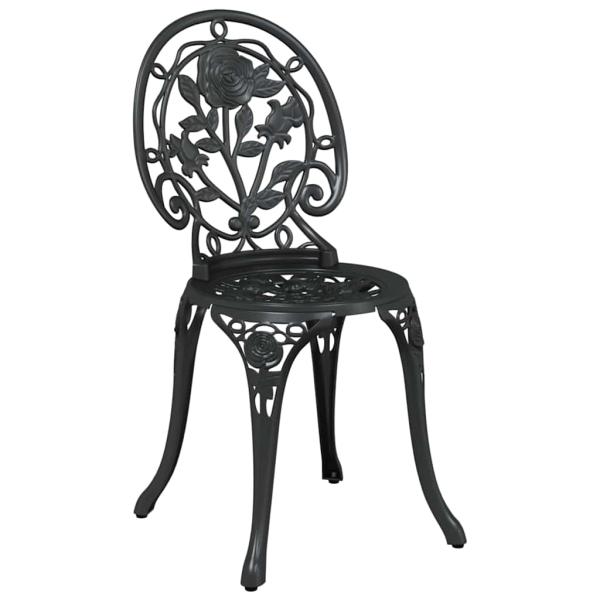 3-teiliges Garten Bistro Set Schwarz Gusseisen