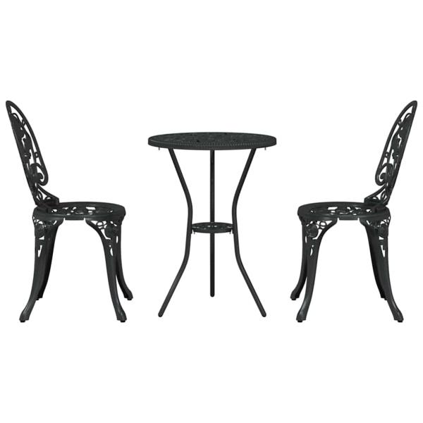 3-teiliges Garten Bistro Set Schwarz Gusseisen