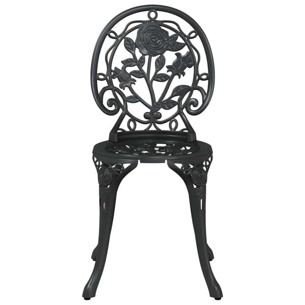 3-teiliges Garten Bistro Set Schwarz Gusseisen