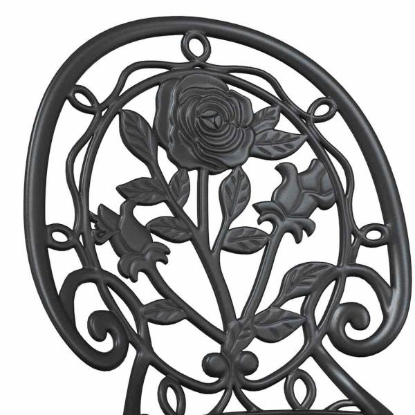 3-teiliges Garten Bistro Set Schwarz Gusseisen