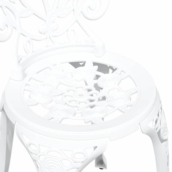 3-teiliges Garten Bistro Set Weiß Gusseisen